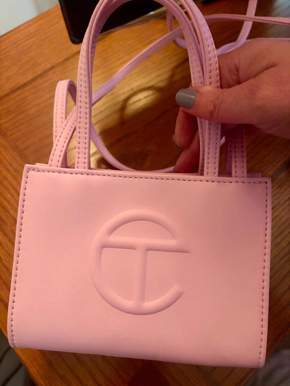 Telfar Bubblegum Pink Embossed Logo Crossbody Bag - Picture 4 of 8